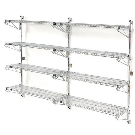 NEXEL Poly-Green Wall Mount Wire Shelving, 42W x 24D x 63H 4-Shelf Add-On B1137162GZ